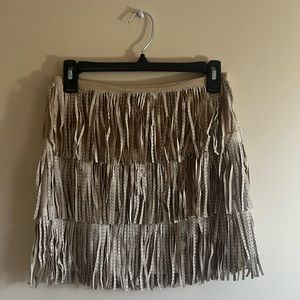 Rue21 cream fringe suede mini skirt size small